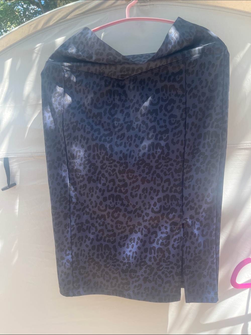HALARA Navy Leopard-Print Pencil Skirt